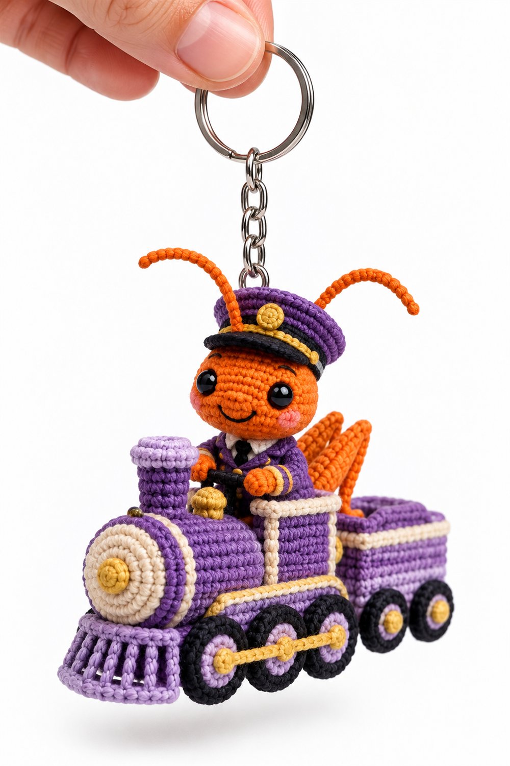 Orange Cricket Station Master With Lilac Train Crochet Guide