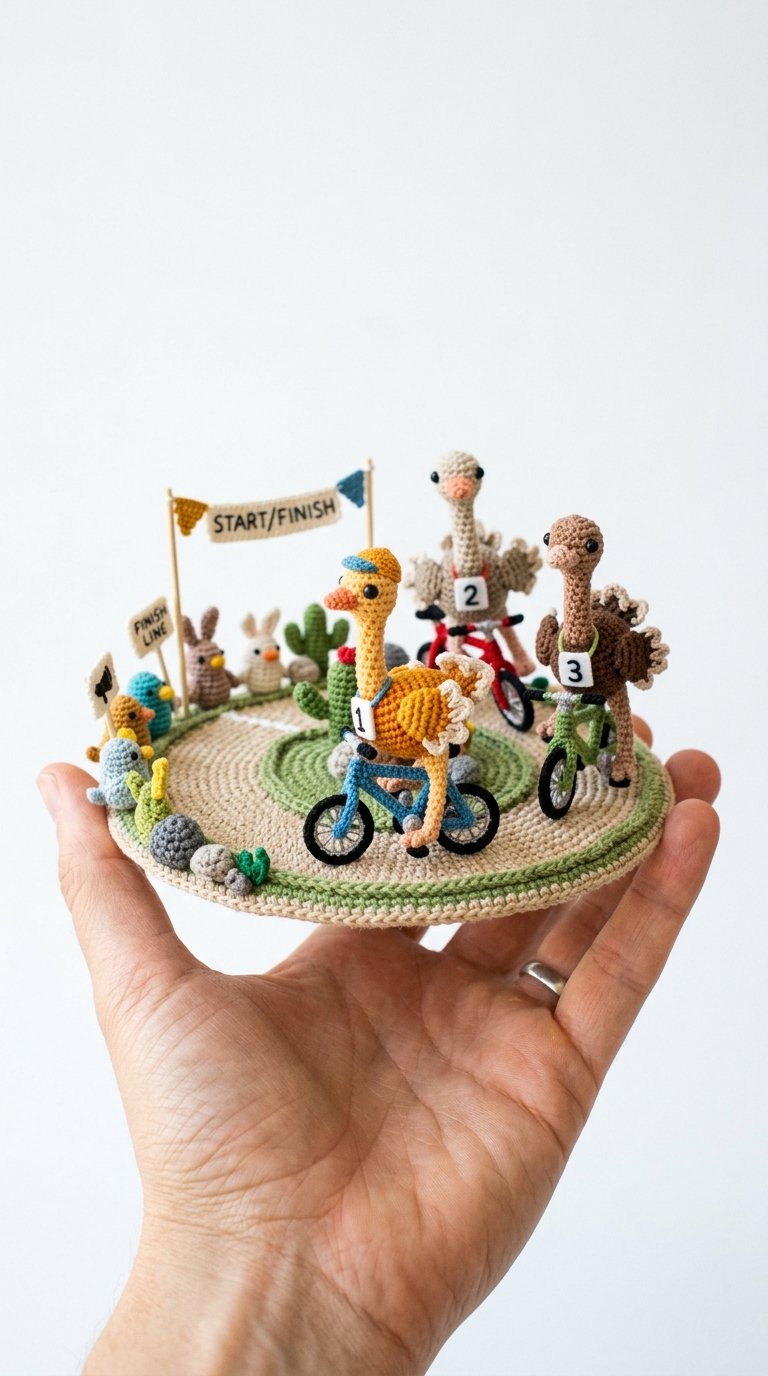 Ostrich Bicycle Race Crochet Scene Crochet Guide