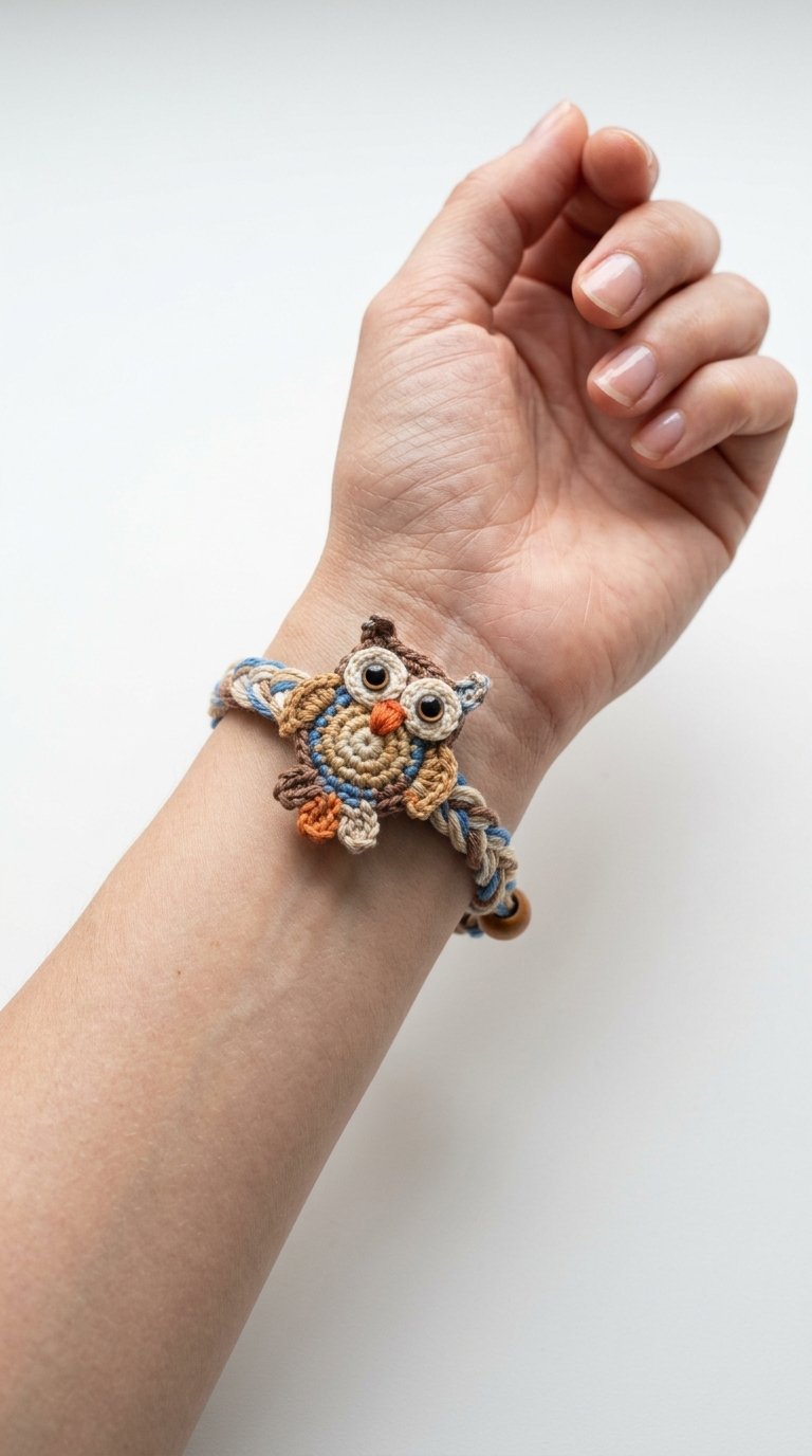 How to Crochet Owl Crochet Bracelet On Wrist