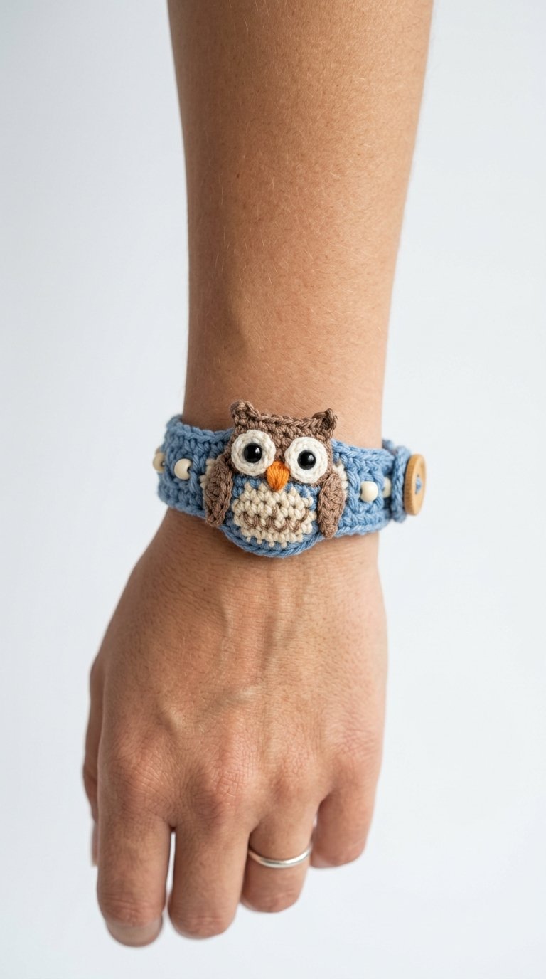 How to Crochet Owl Crochet Bracelet On Wrist