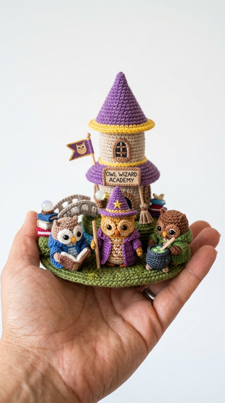 DIY Owl Wizard Academy Crochet Scene - Crochet Tutorial