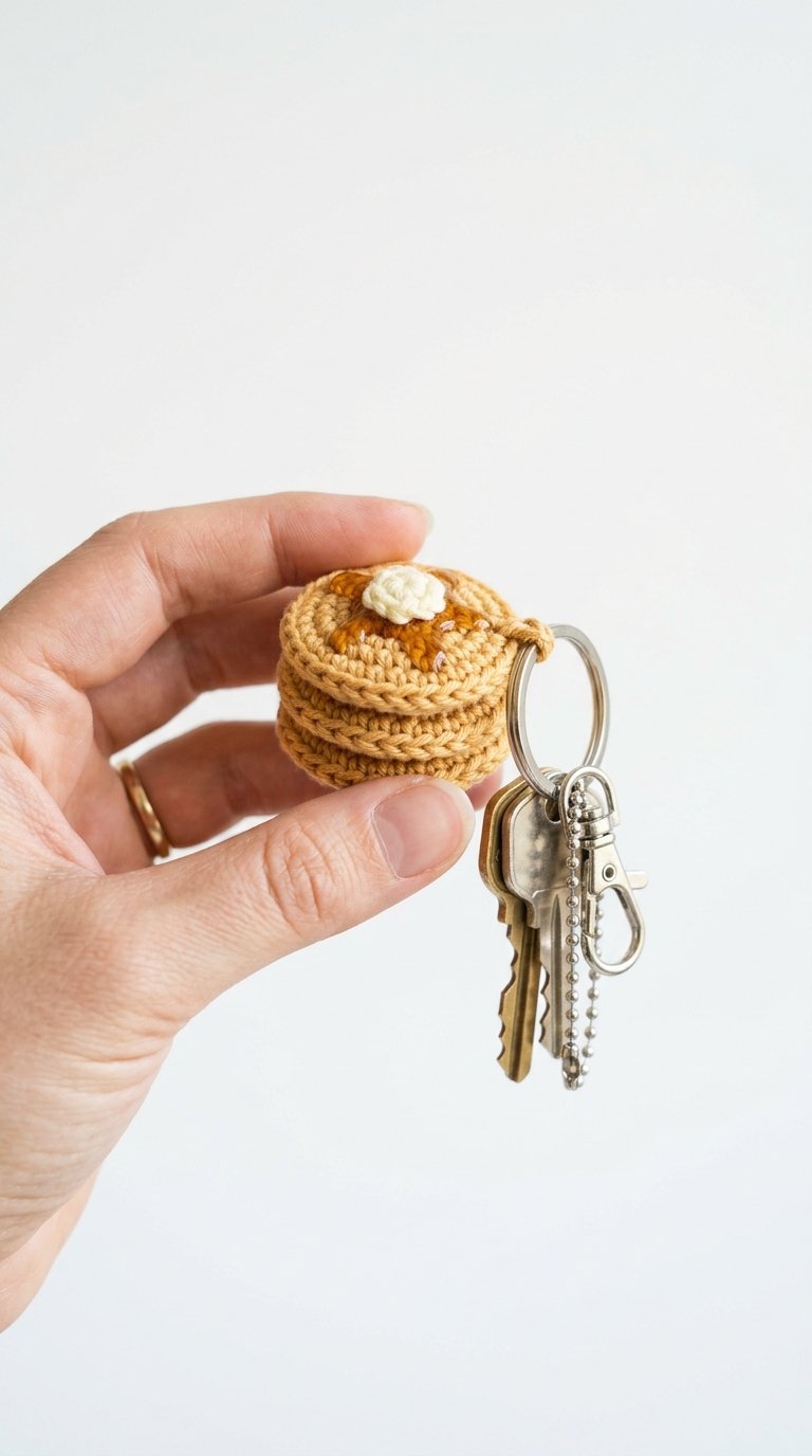Crochet Pancake Crochet Keychain In Hand - Pattern