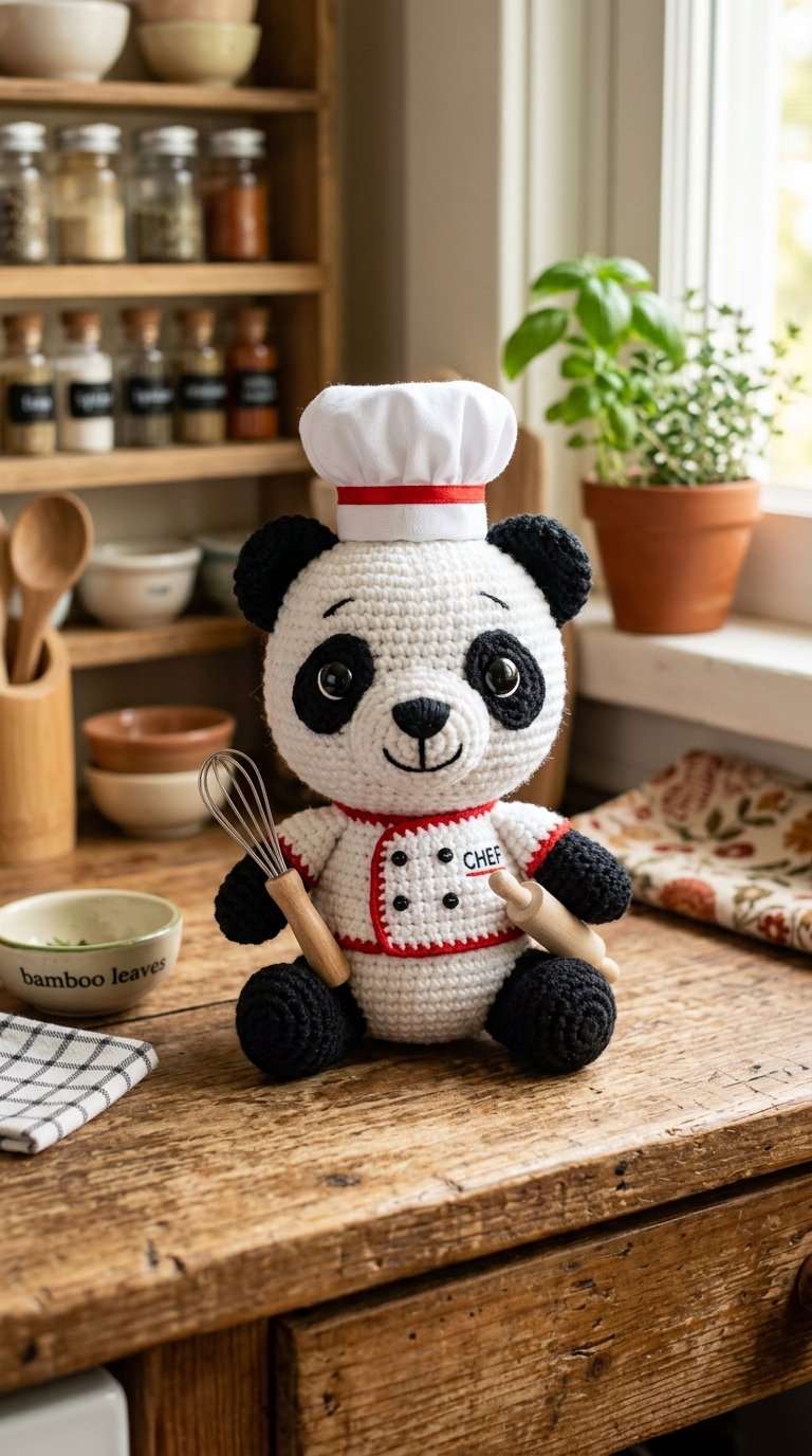 Panda Chef Crochet Amigurumi - PDF Pattern