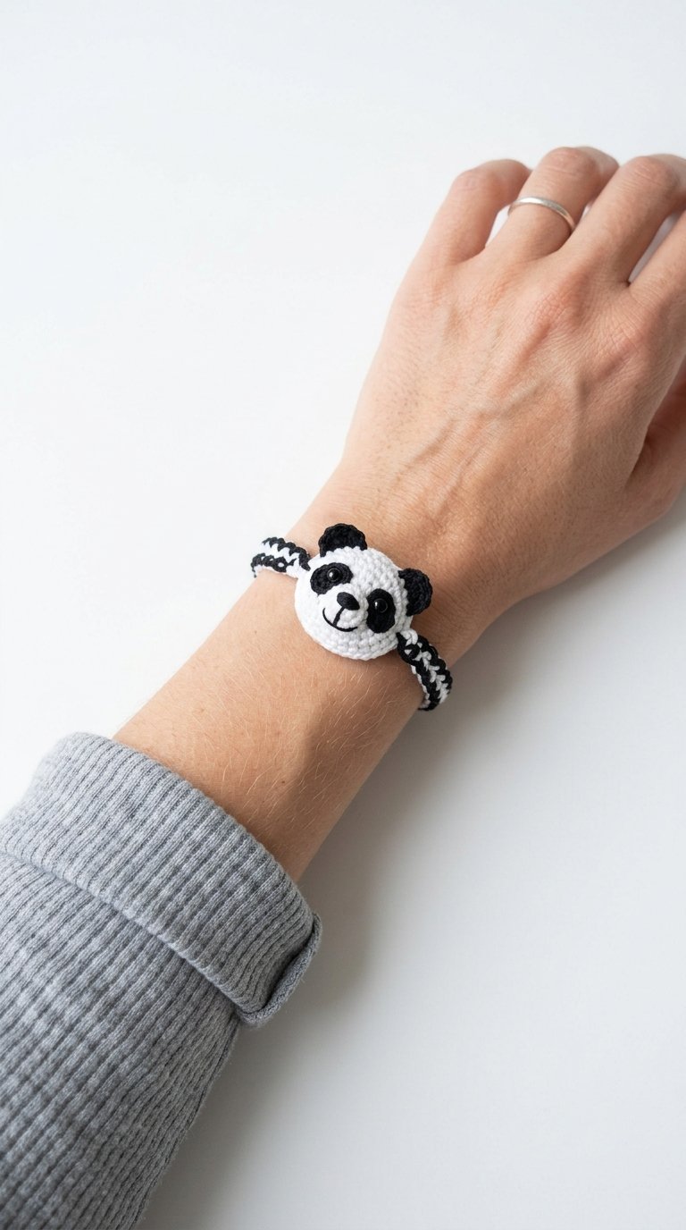 How to Crochet Panda Crochet Bracelet On Wrist