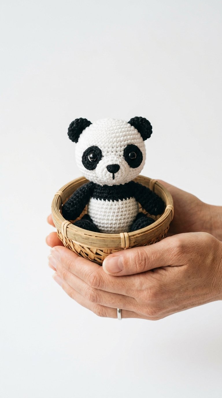 Panda Inside Bamboo Basket Crochet - Amigurumi Pattern