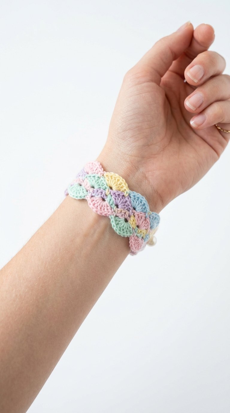 Pastel Crochet Bracelet On Wrist Crochet Guide