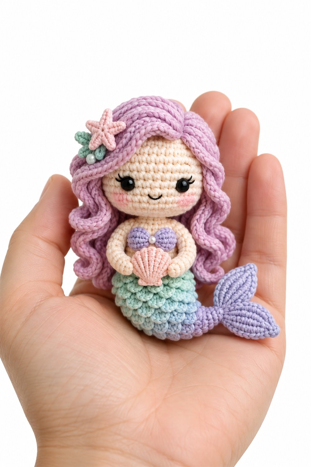 Pastel Mermaid With Little Shell - PDF Pattern