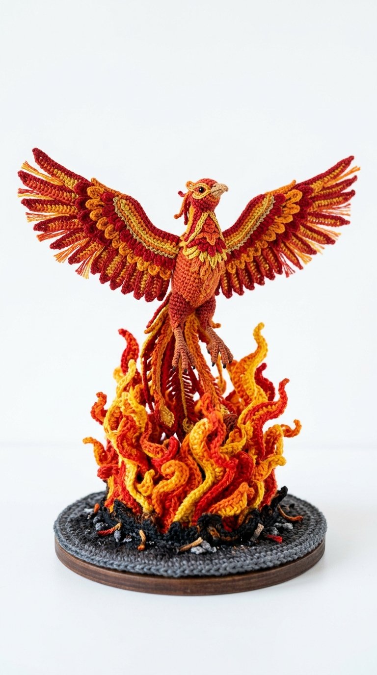 Phoenix Rising From Flames Crochet - Step by Step