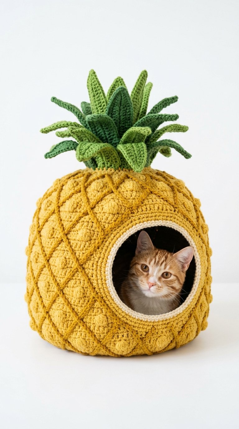 DIY Pineapple Crochet Cat House - Crochet Tutorial