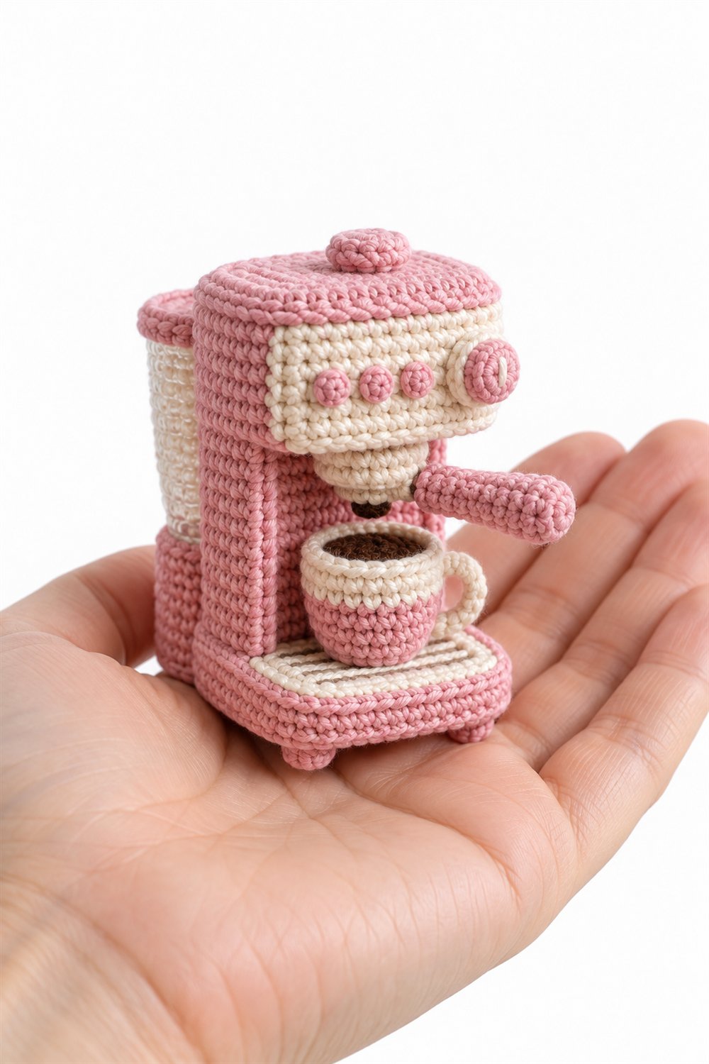 DIY Pink And Cream Coffee Maker - Crochet Tutorial