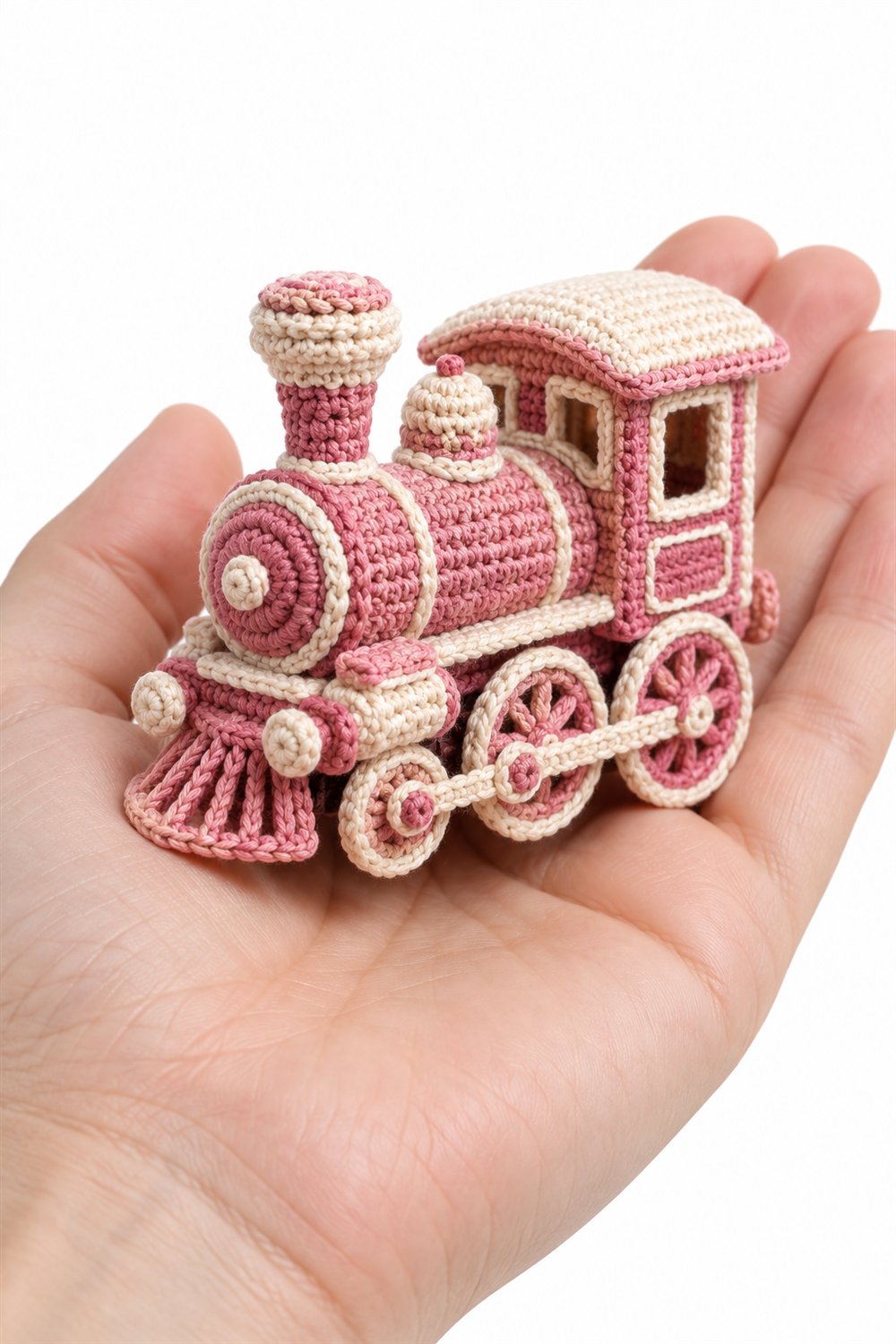 How to Crochet Pink And Cream Locomotive
