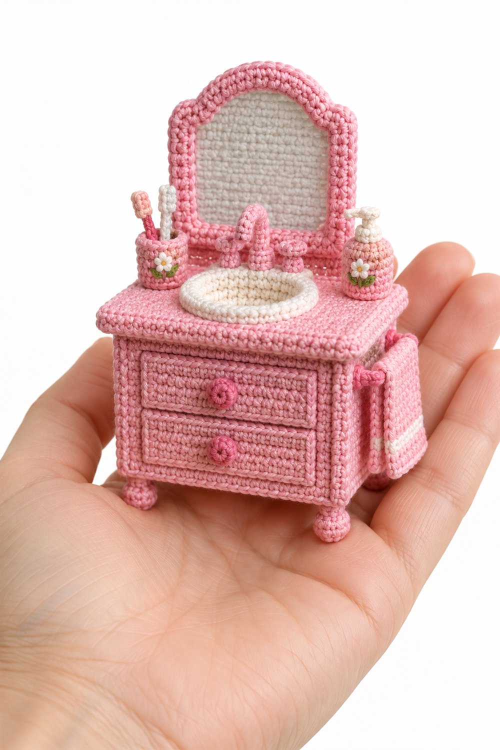 Pink Bathroom Vanity - Easy Crochet
