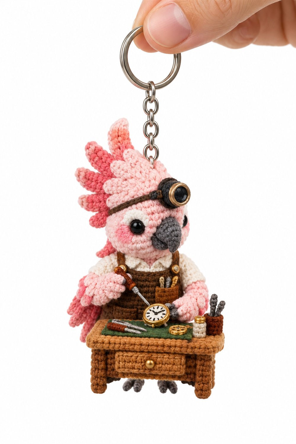 Pink Cockatoo Watchmaker With Workbench - PDF Pattern