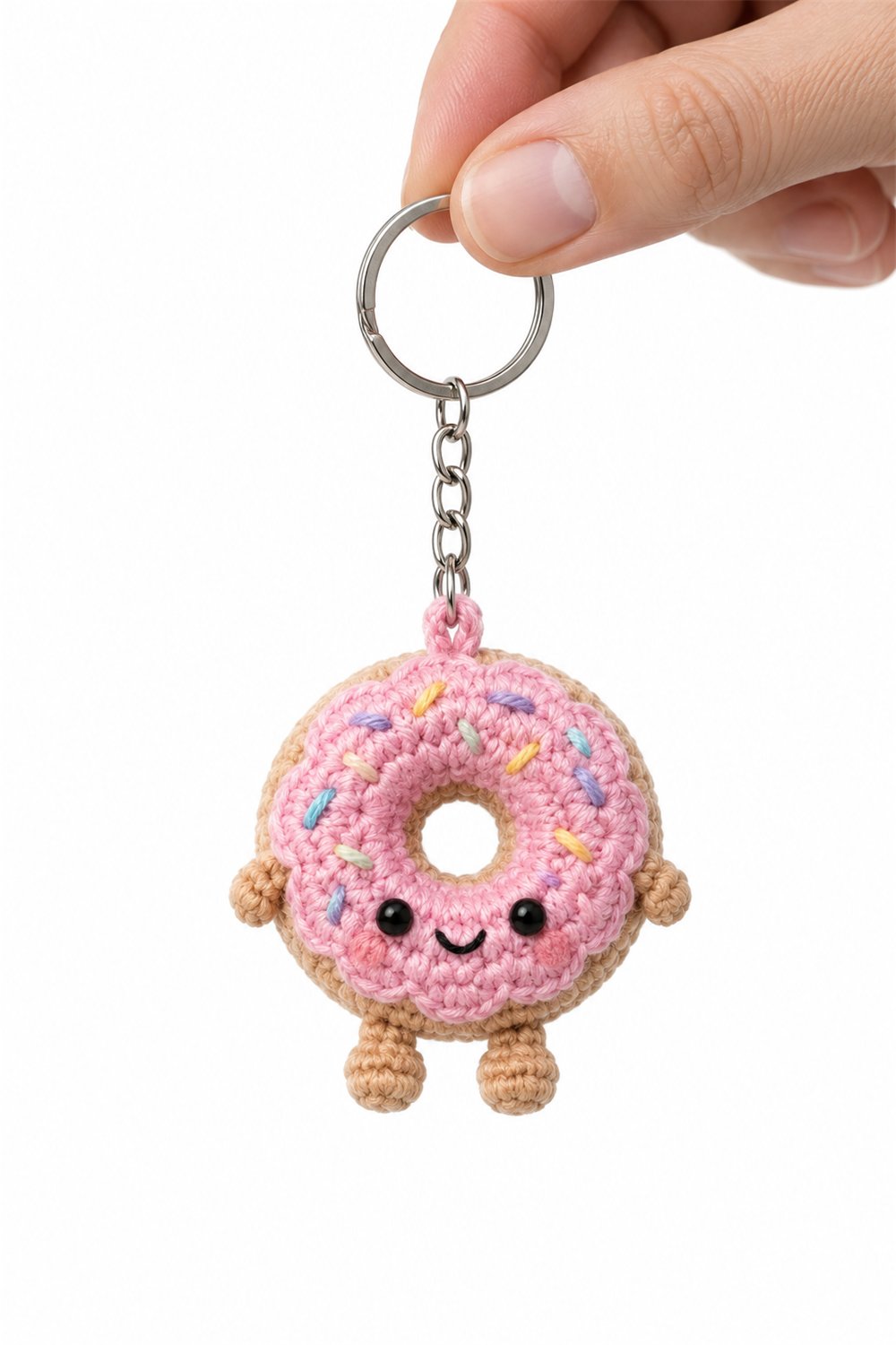 Pink Donut Keychain Crochet Guide