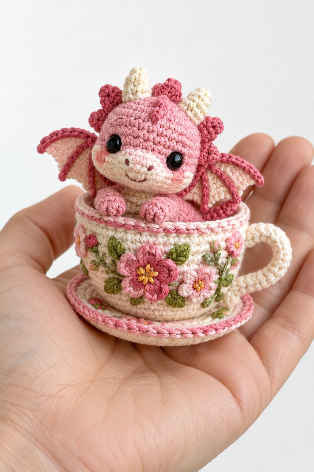 Pink Dragon In Teacup - Amigurumi Pattern