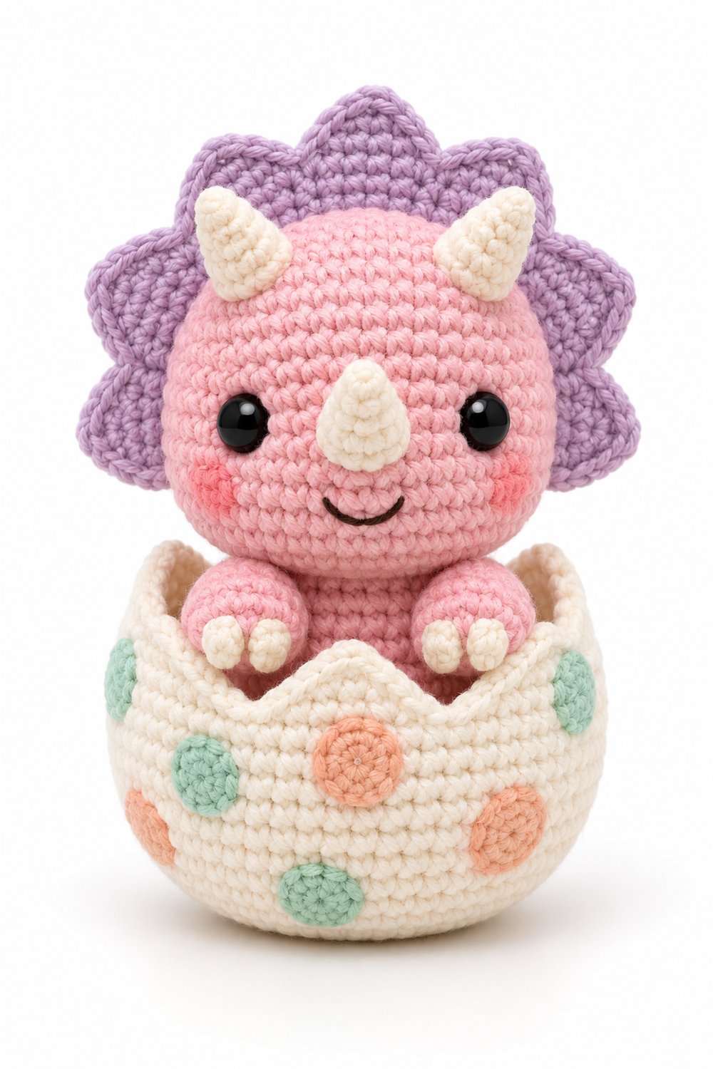 Crochet Pink Triceratops With Egg - Pattern