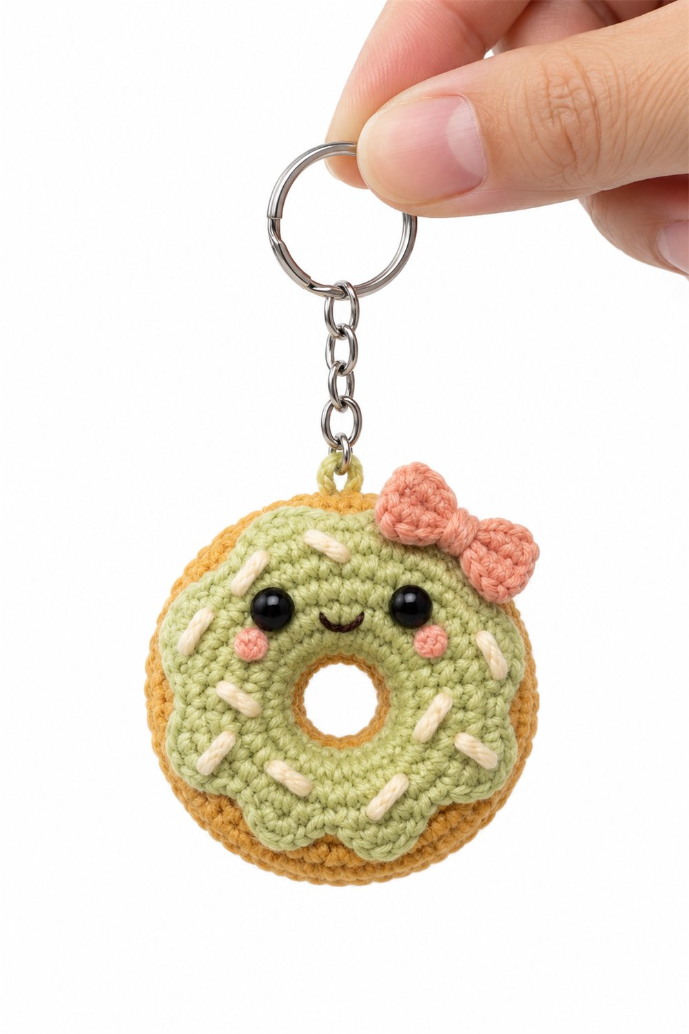 Pistachio Donut Keychain - Crochet Pattern