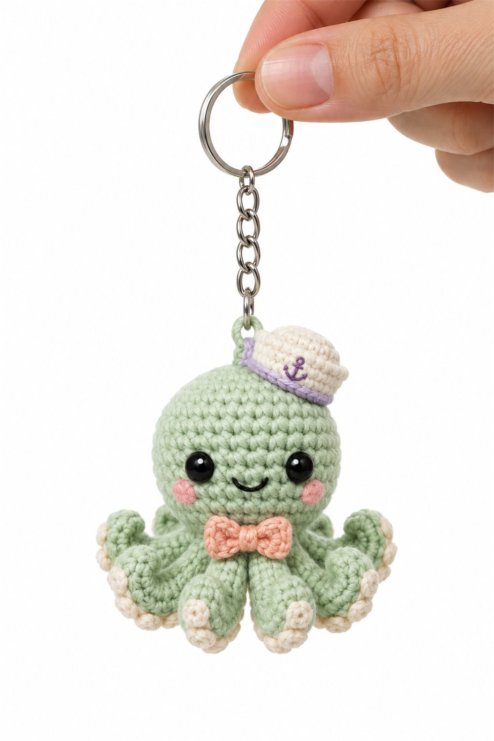 Crochet Pistachio Octopus Keychain - Pattern