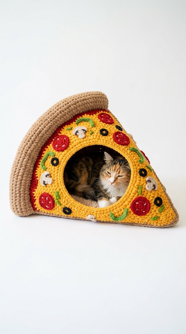 Pizza Slice Crochet Cat House - Easy Crochet