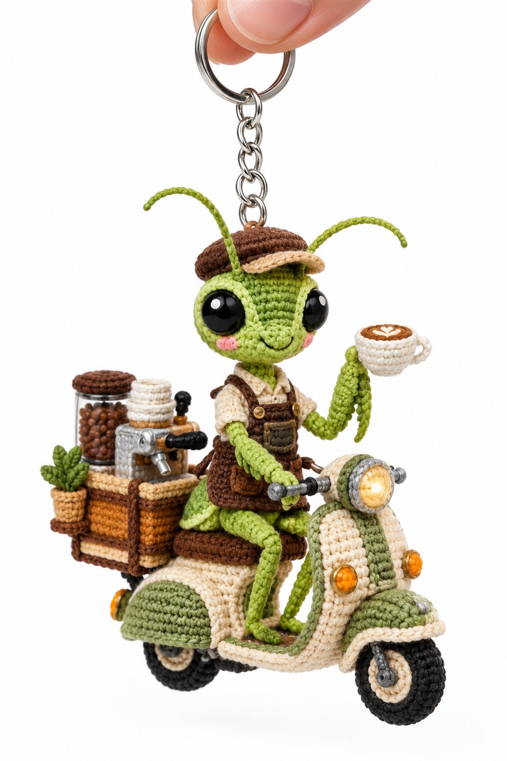 Praying Mantis Barista With Cup - Amigurumi Pattern