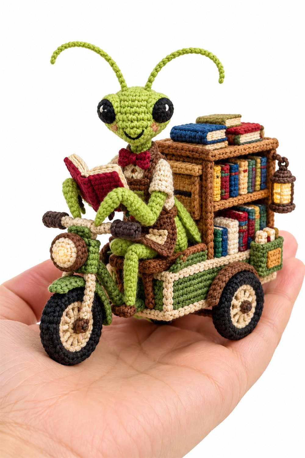 Praying Mantis Librarian With Books - Step by Step