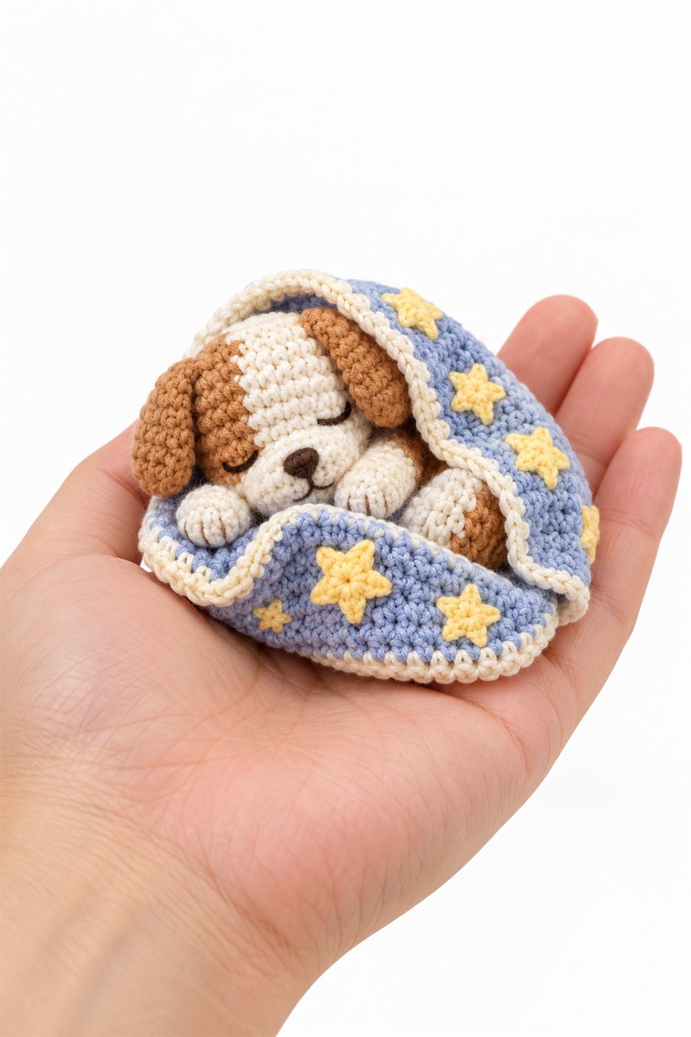 Puppy Wrapped In Star Blanket - PDF Pattern