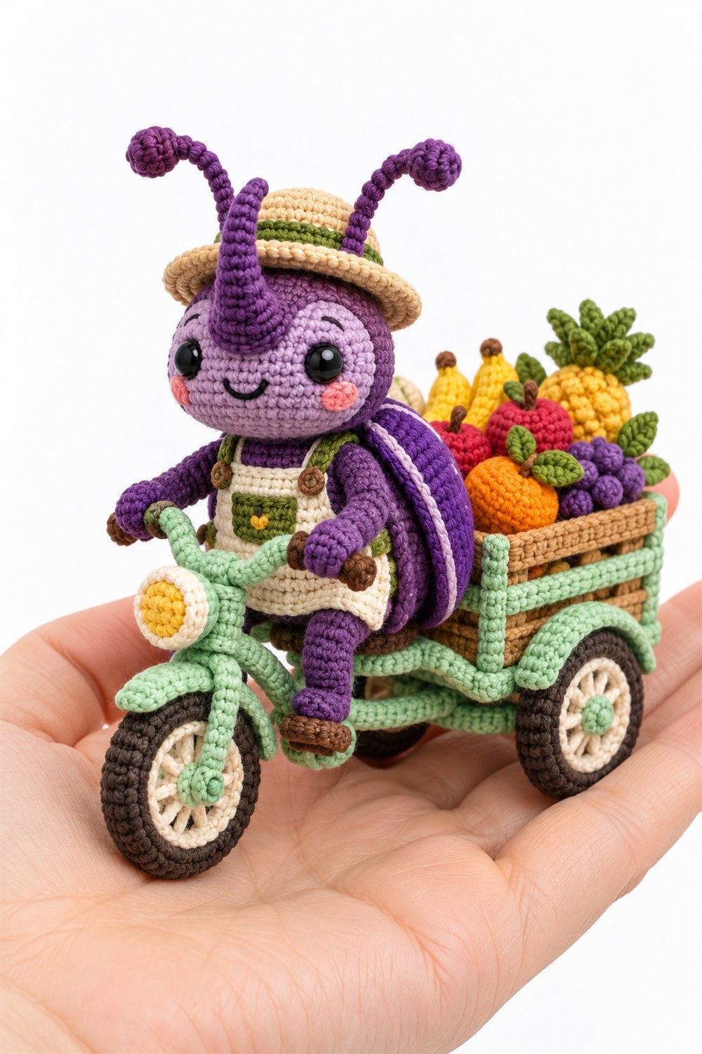 Purple Beetle Fruit Seller On Mint Tricycle - PDF Pattern