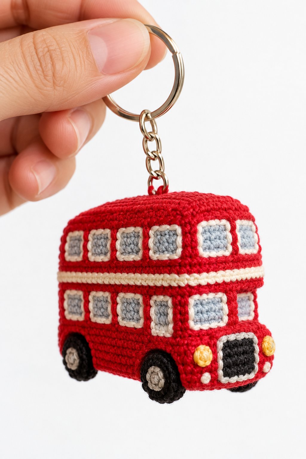 Red Double Decker Bus Keychain - Step by Step