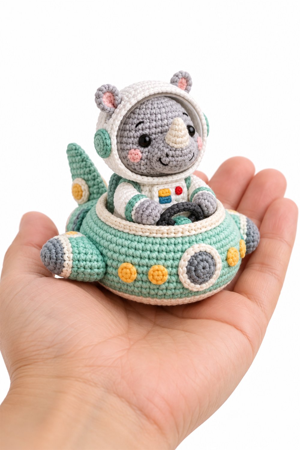 Rhino Astronaut In Mint Spaceship - Easy Crochet