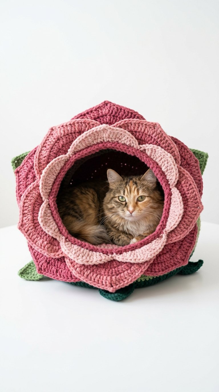 DIY Rose Crochet Cat House - Crochet Tutorial