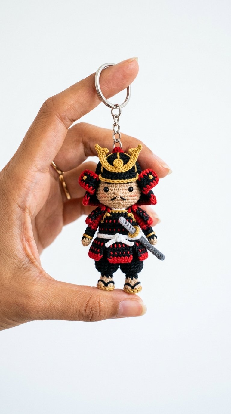 Samurai Crochet Keychain Held - Easy Crochet