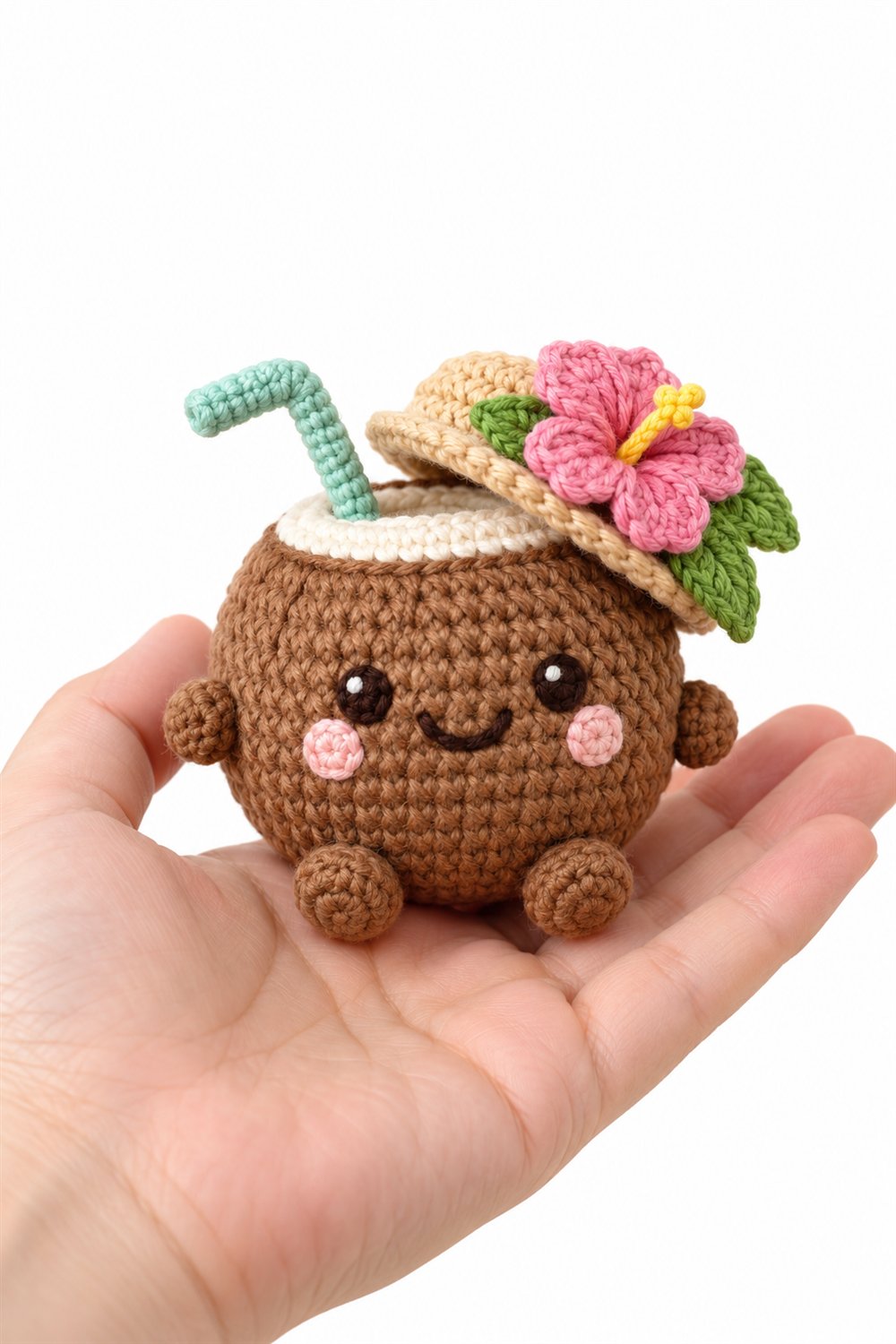 Smiling Coconut With A Floral Hat - Step by Step
