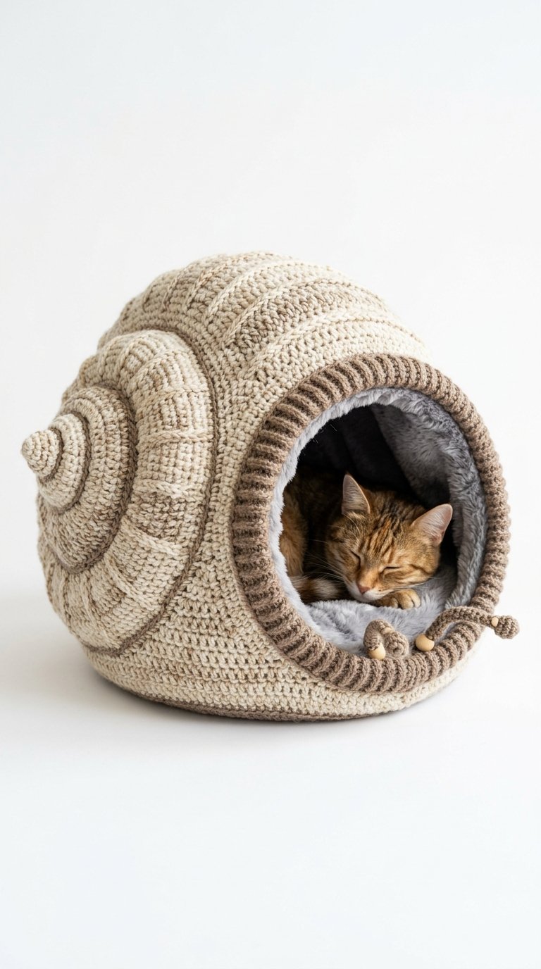 DIY Snail Shell Crochet Cat House - Crochet Tutorial