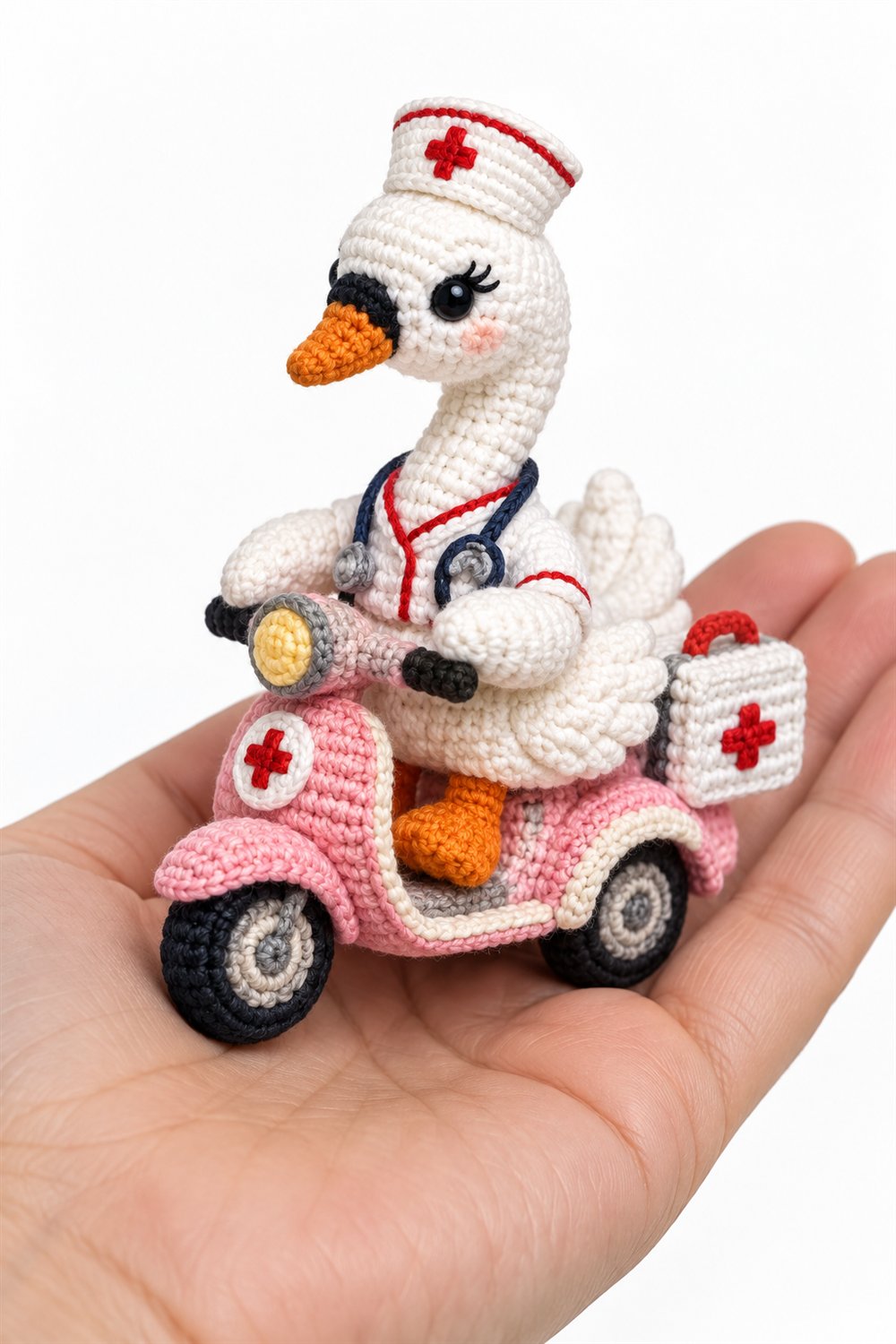 Swan Nurse With First Aid Kit - Crochet Pattern