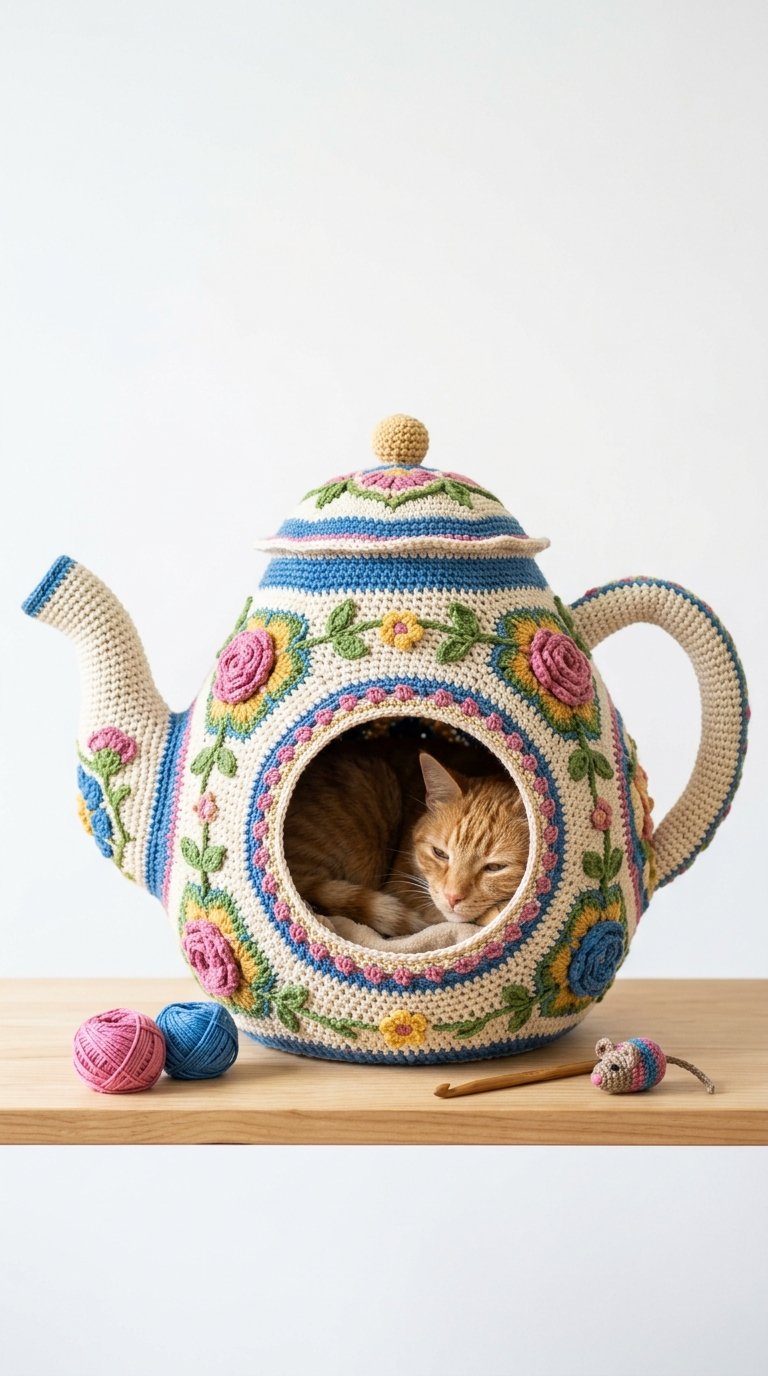 Crochet Teapot Crochet Cat House - Pattern