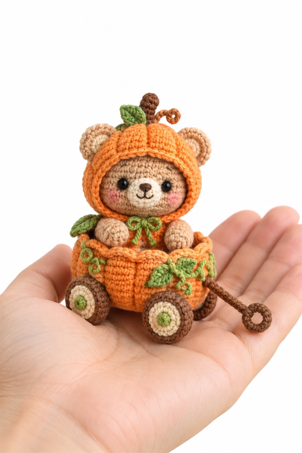 Teddy With Pastel Pumpkin Hood - Handmade Pattern