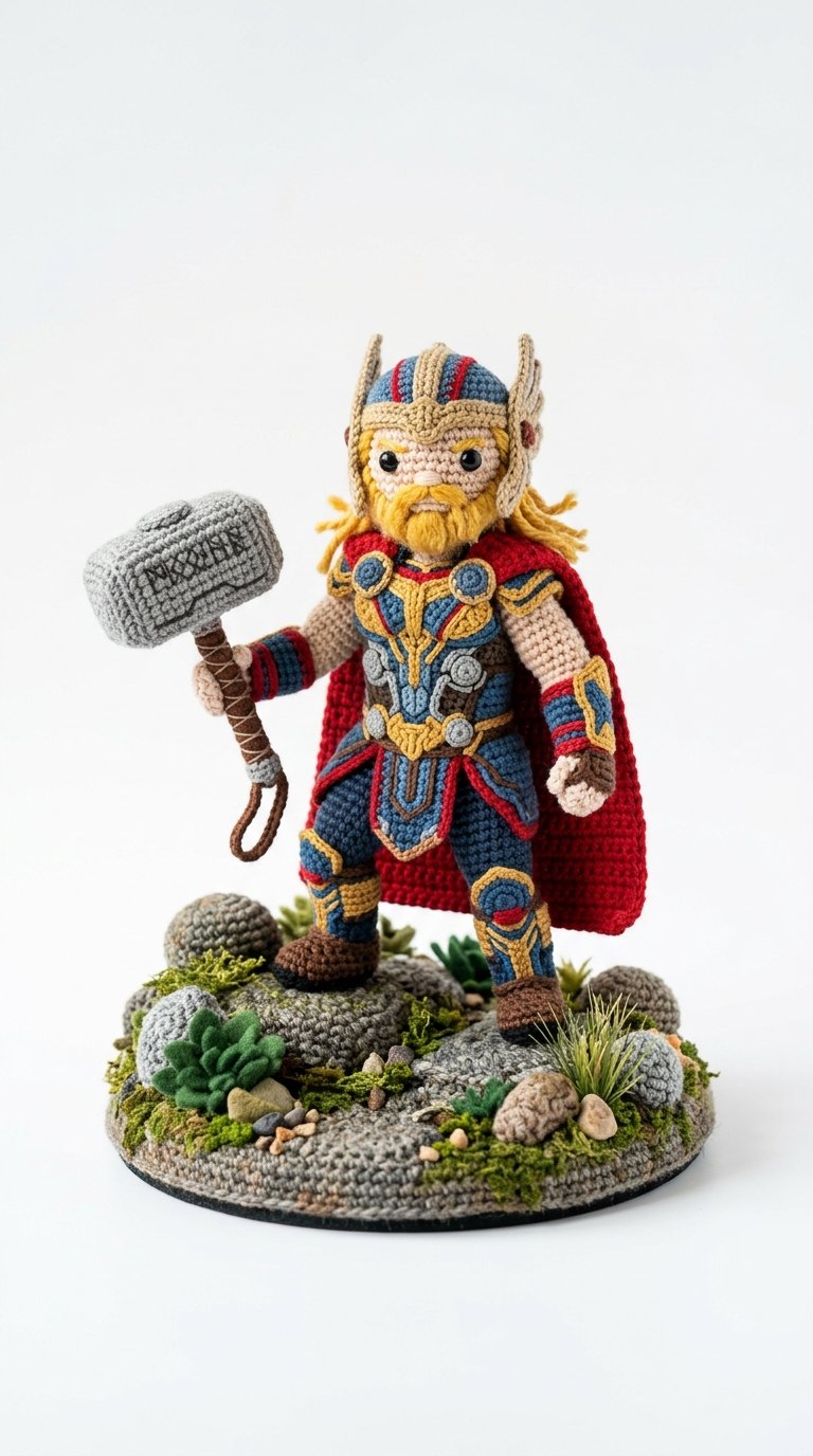 Thor With Mjlnir Crochet Diorama - Easy Crochet