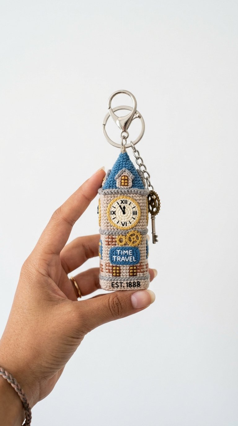 Time Travel Clock Tower Keychain - PDF Pattern