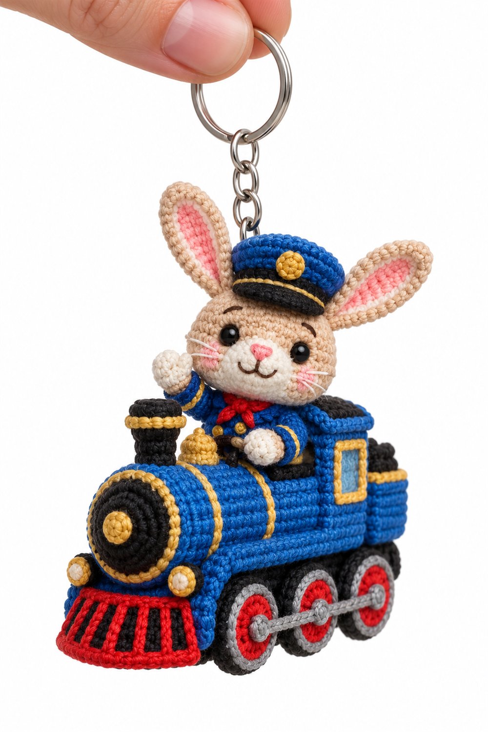 How to Crochet Train Driver Hare On Blue Locomotive