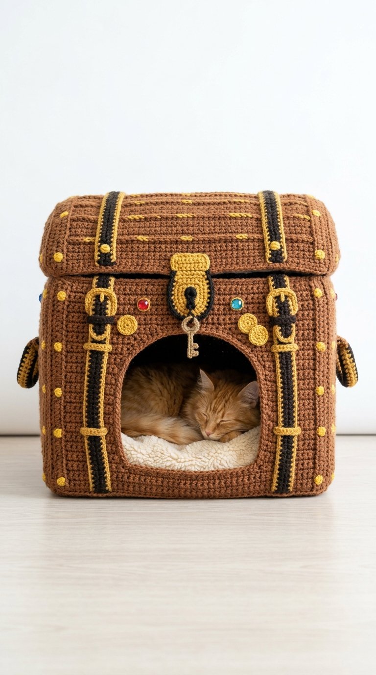 How to Crochet Treasure Chest Crochet Cat House