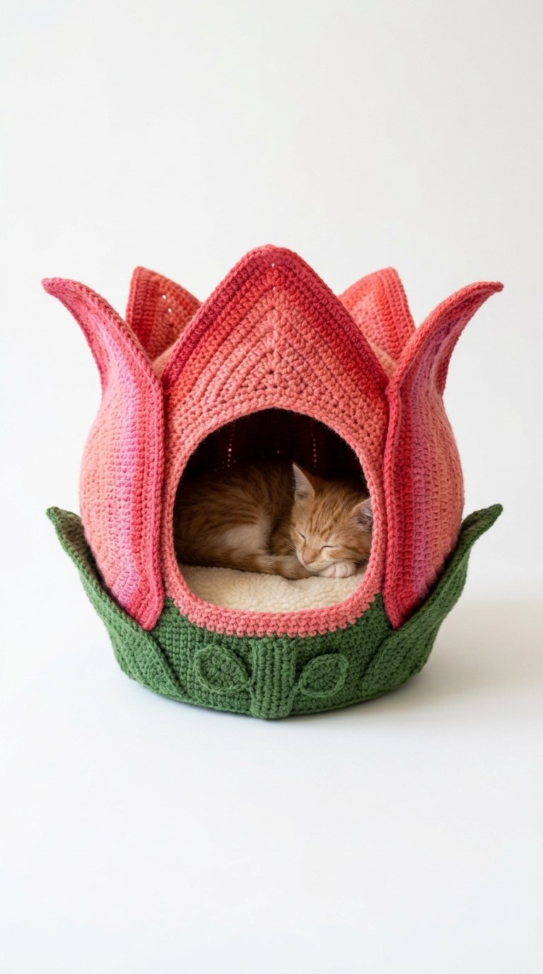 DIY Tulip Crochet Cat House - Crochet Tutorial