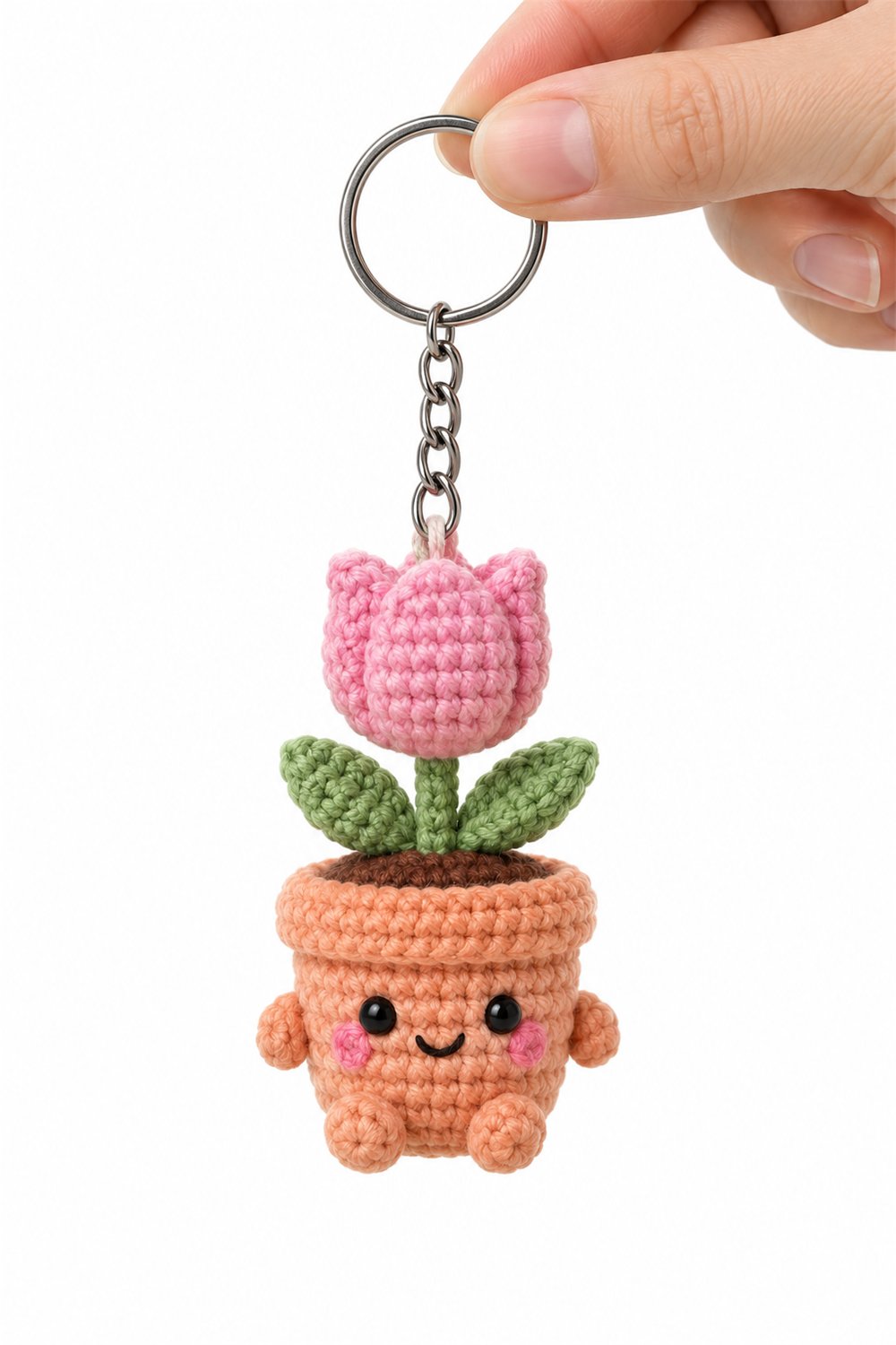 Tulip Pot Keychain - Easy Crochet