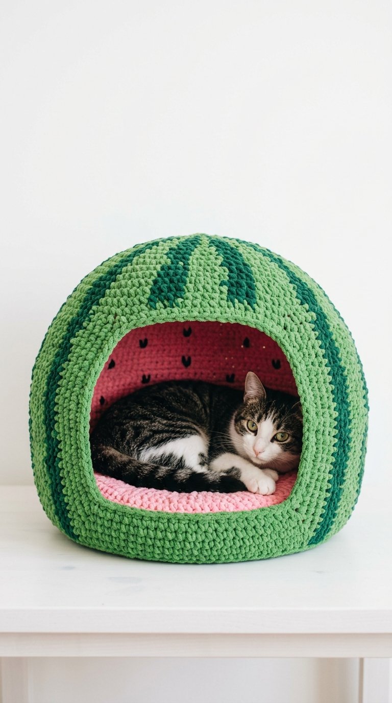 How to Crochet Watermelon Crochet Cat House