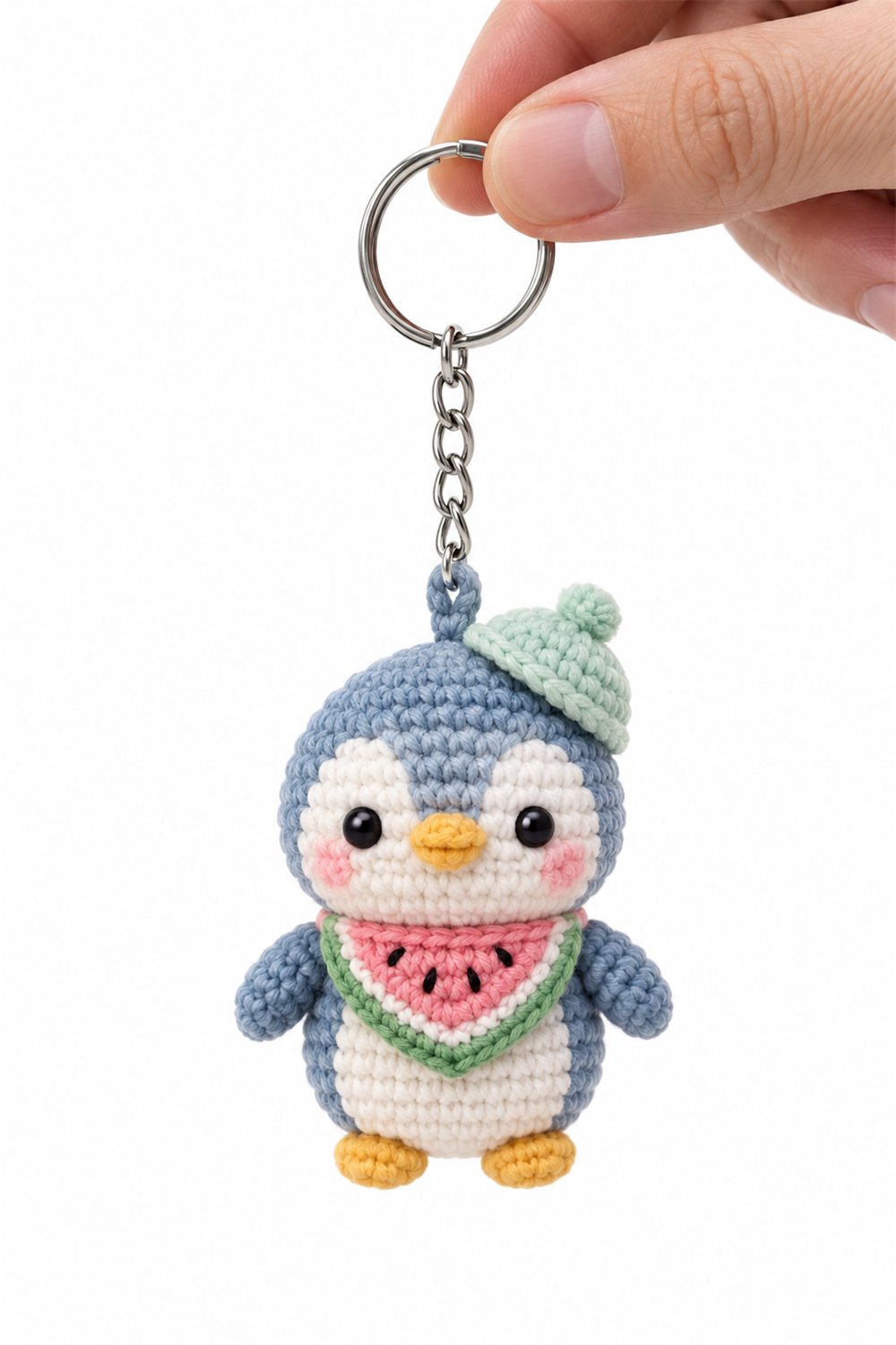 Watermelon Penguin Keychain - Handmade Pattern
