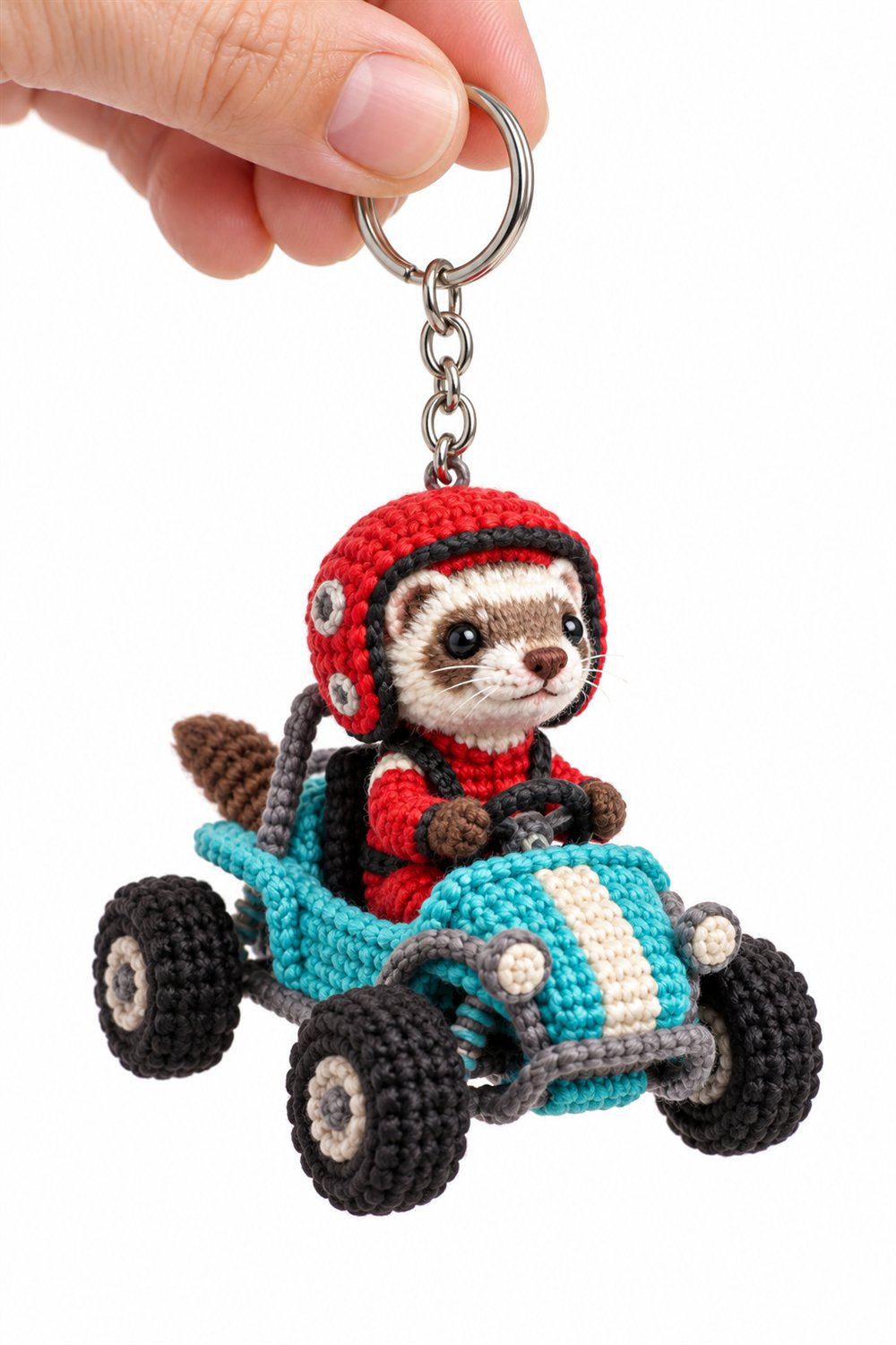 White And Brown Ferret Rally Pilot - Amigurumi Pattern