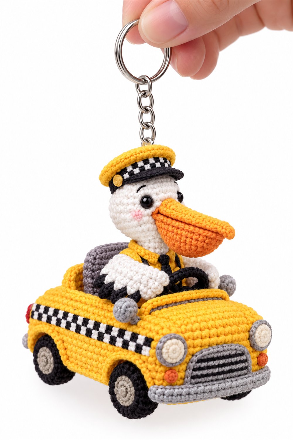 DIY White Pelican Taxi Driver In Yellow Taxi - Crochet Tutorial