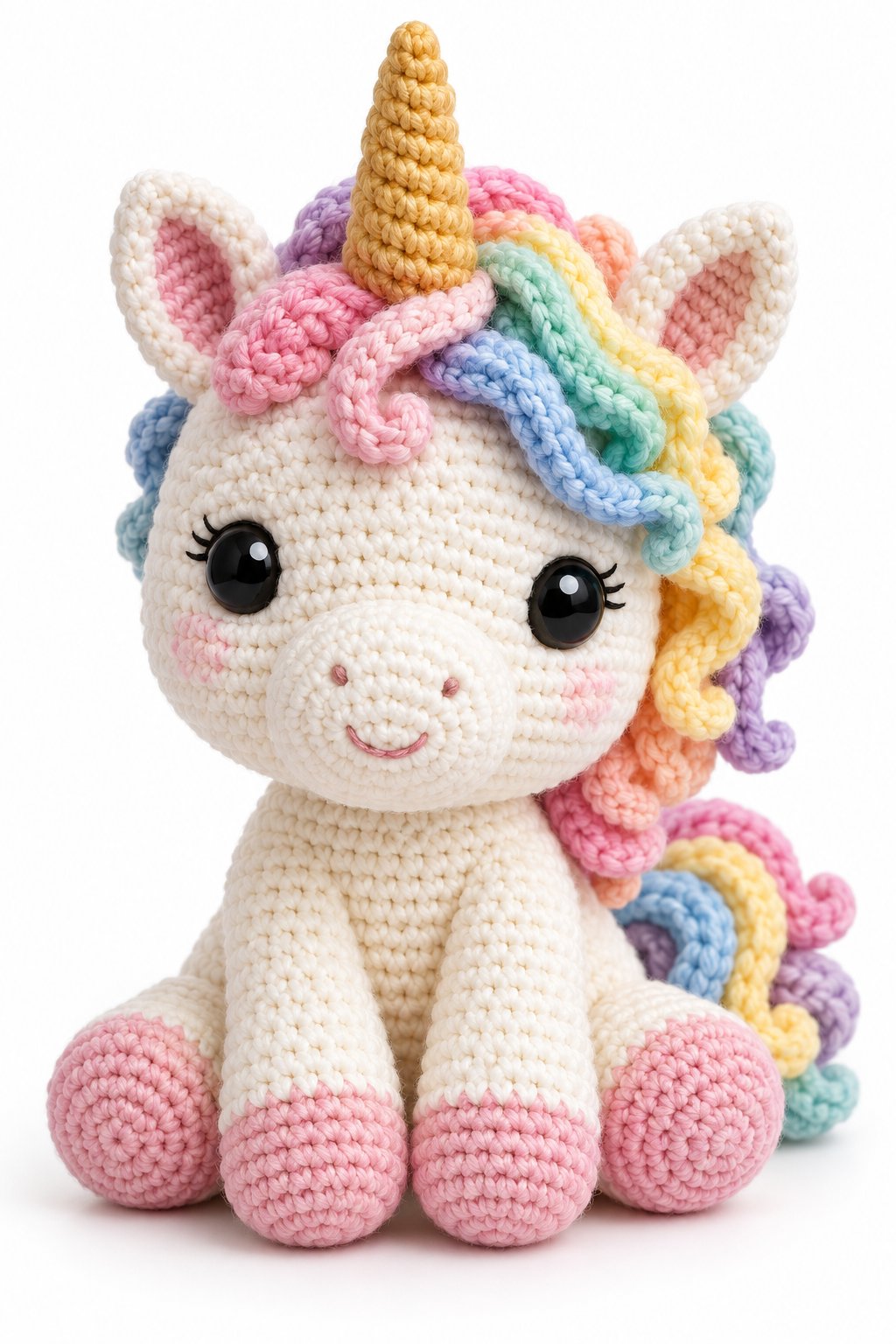White Unicorn Rainbow Mane - PDF Pattern