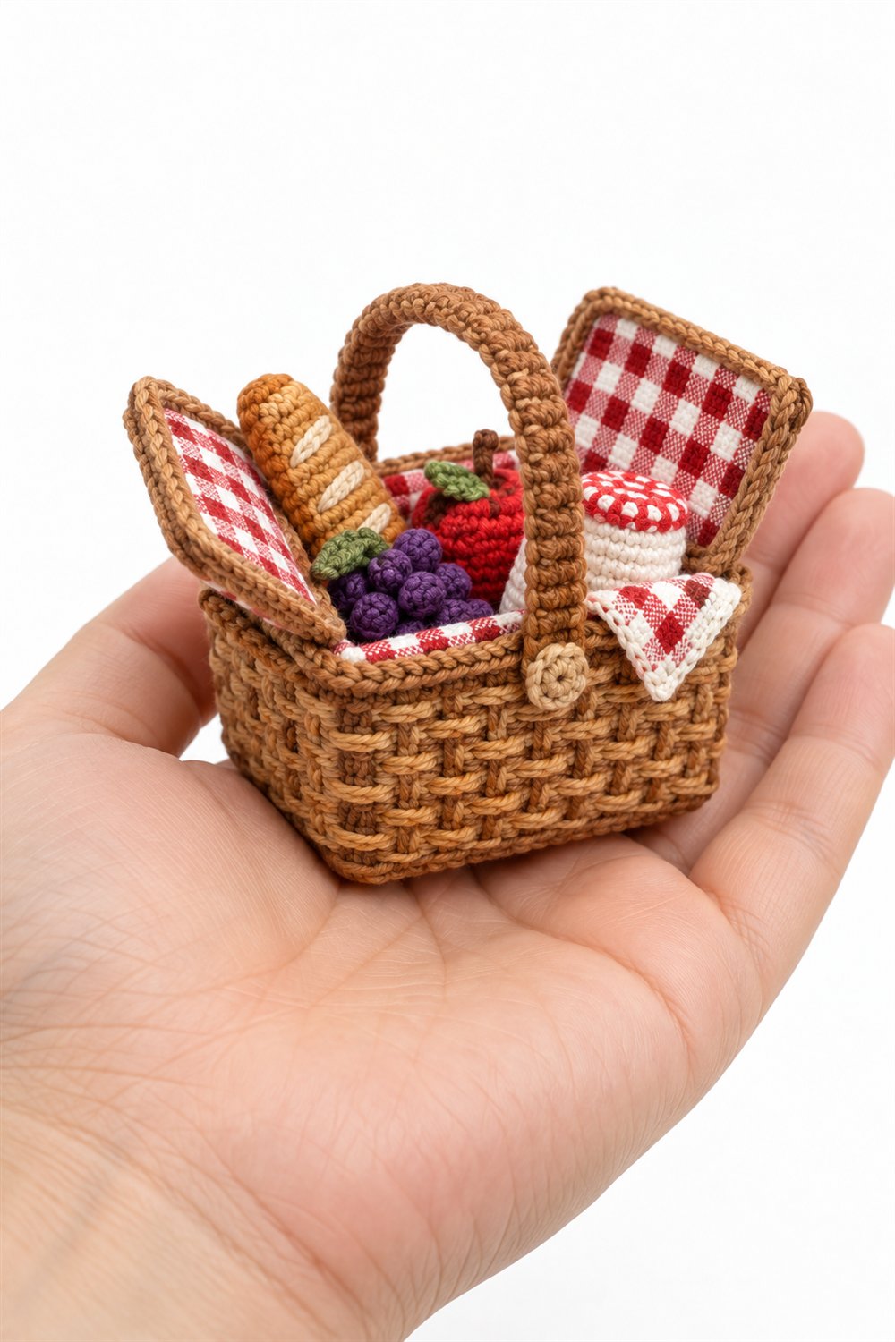 Wicker Style Yarn Picnic Basket Crochet Guide