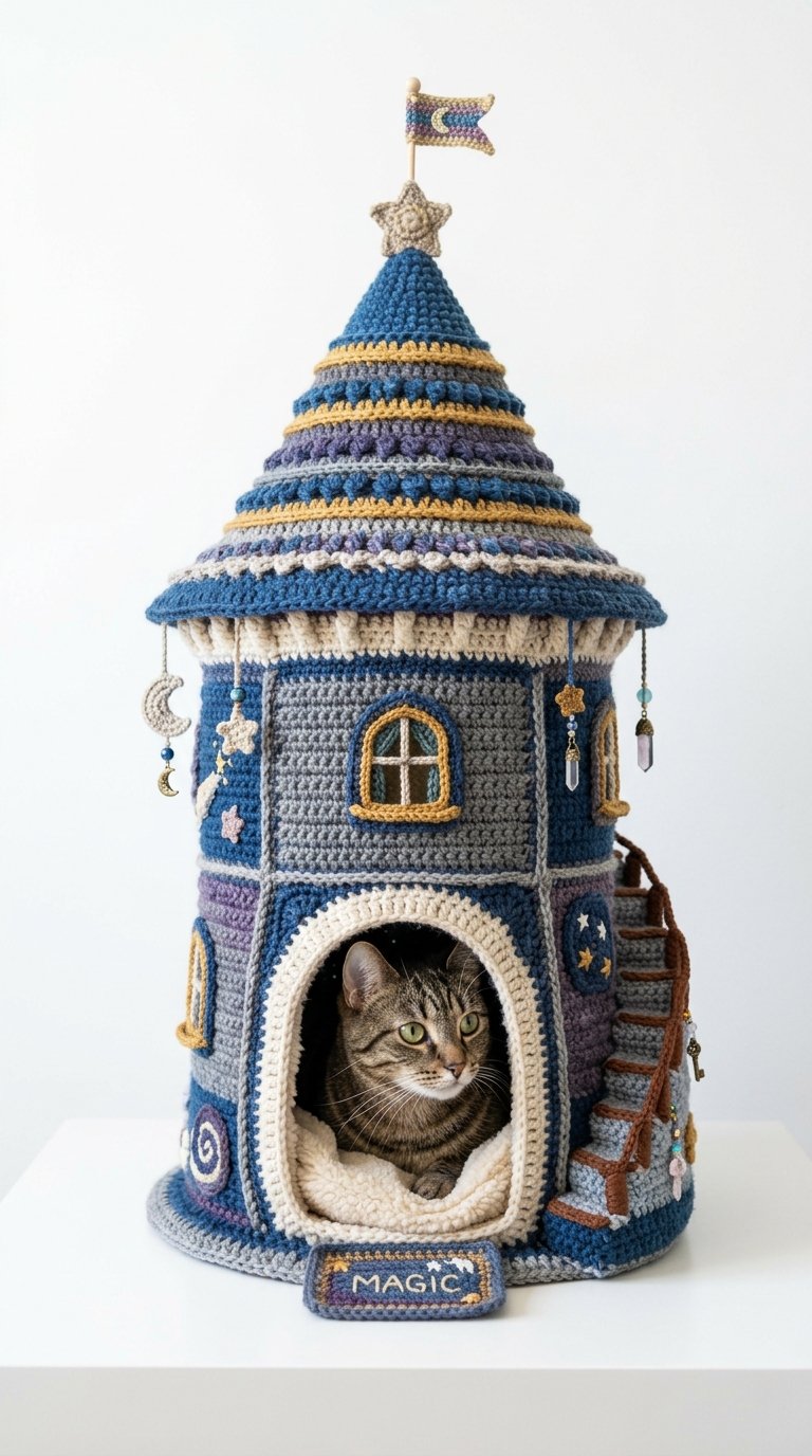 DIY Wizard Tower Crochet Cat House - Crochet Tutorial