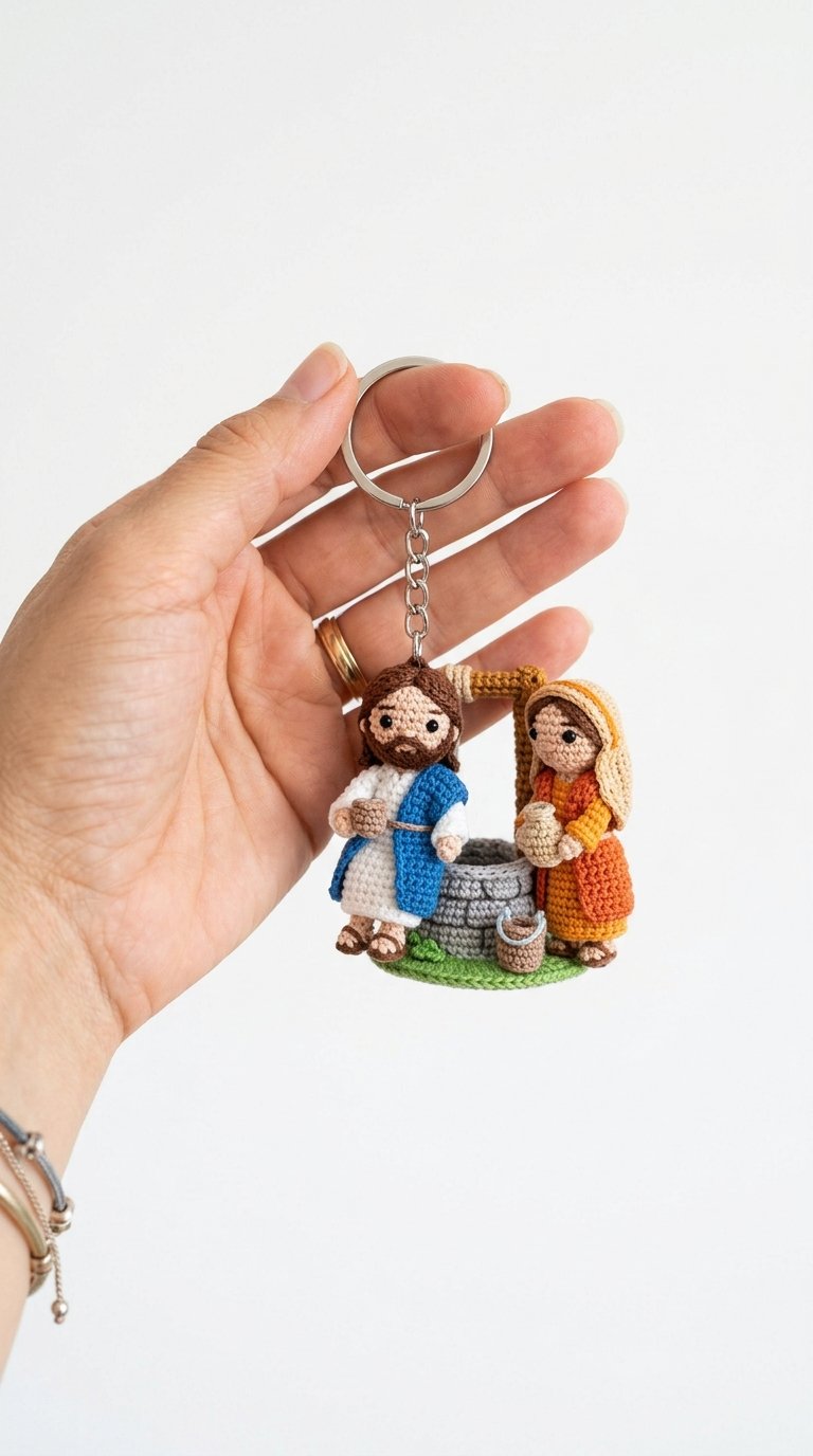 Woman At Well Crochet Keychain - Handmade Pattern